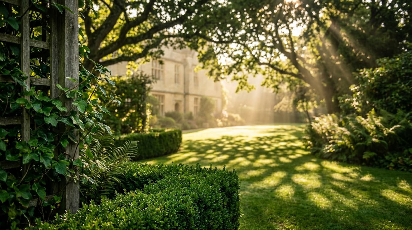 Well-maintained residential backyard with lush green lawn and stone walkway in Toronto